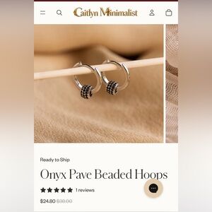 Silver and Black Onyx Hoop Earrings